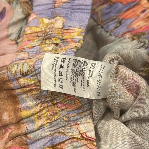 ZIMMERMANN Cira Printed Linen Straight Pants In Multicolore - Picture 5 of 6